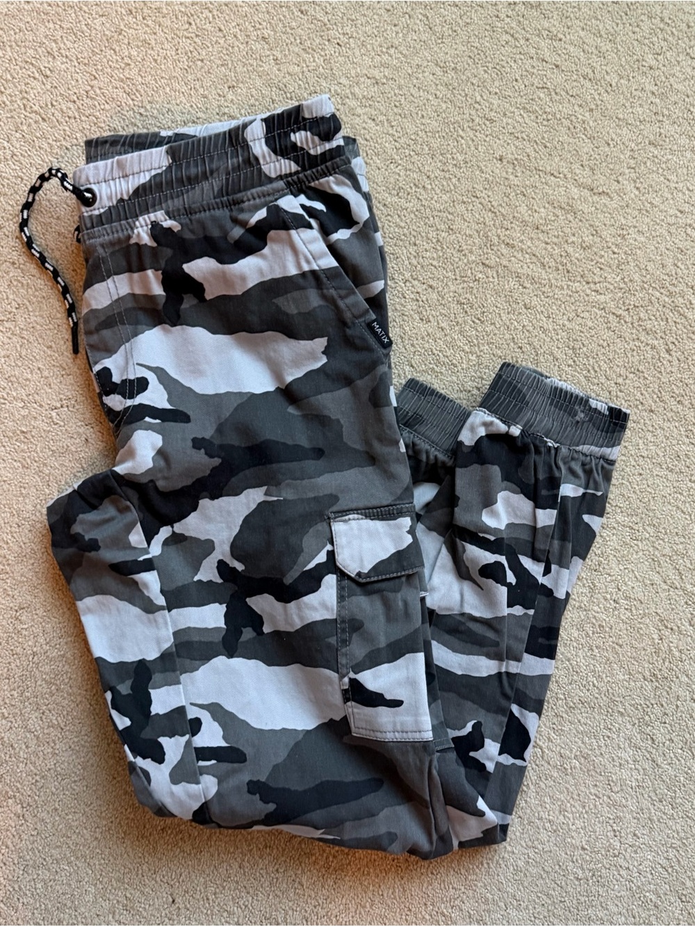 Matix Camo Cargo Joggers - Gray/Black brand new